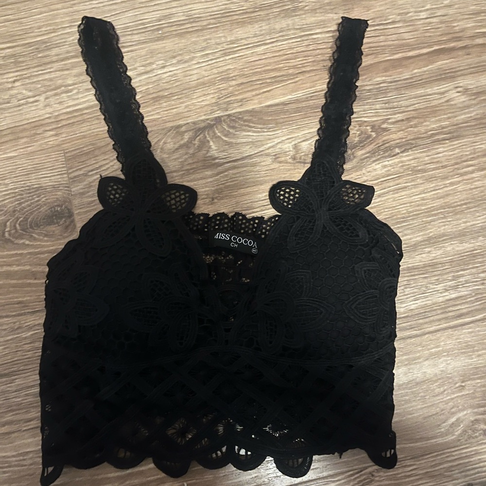 black floral cropped top
